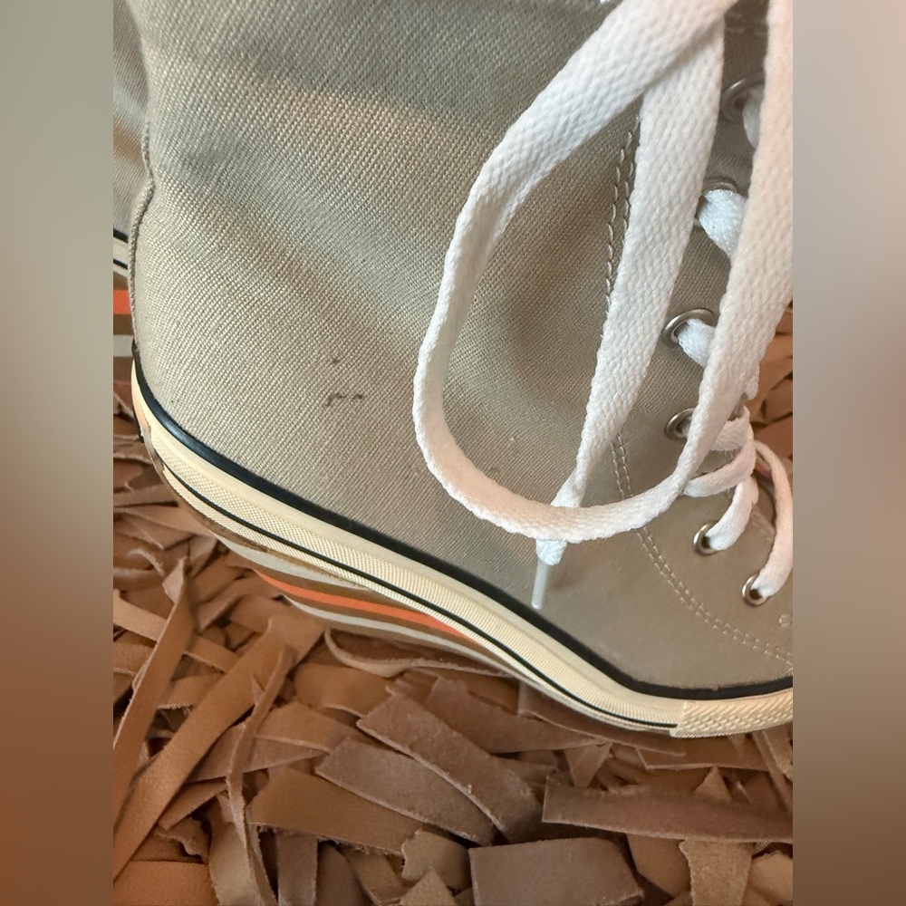 Rock & Candy Beige Wedge Sneakers with Orange Accents - Picture 6 of 10